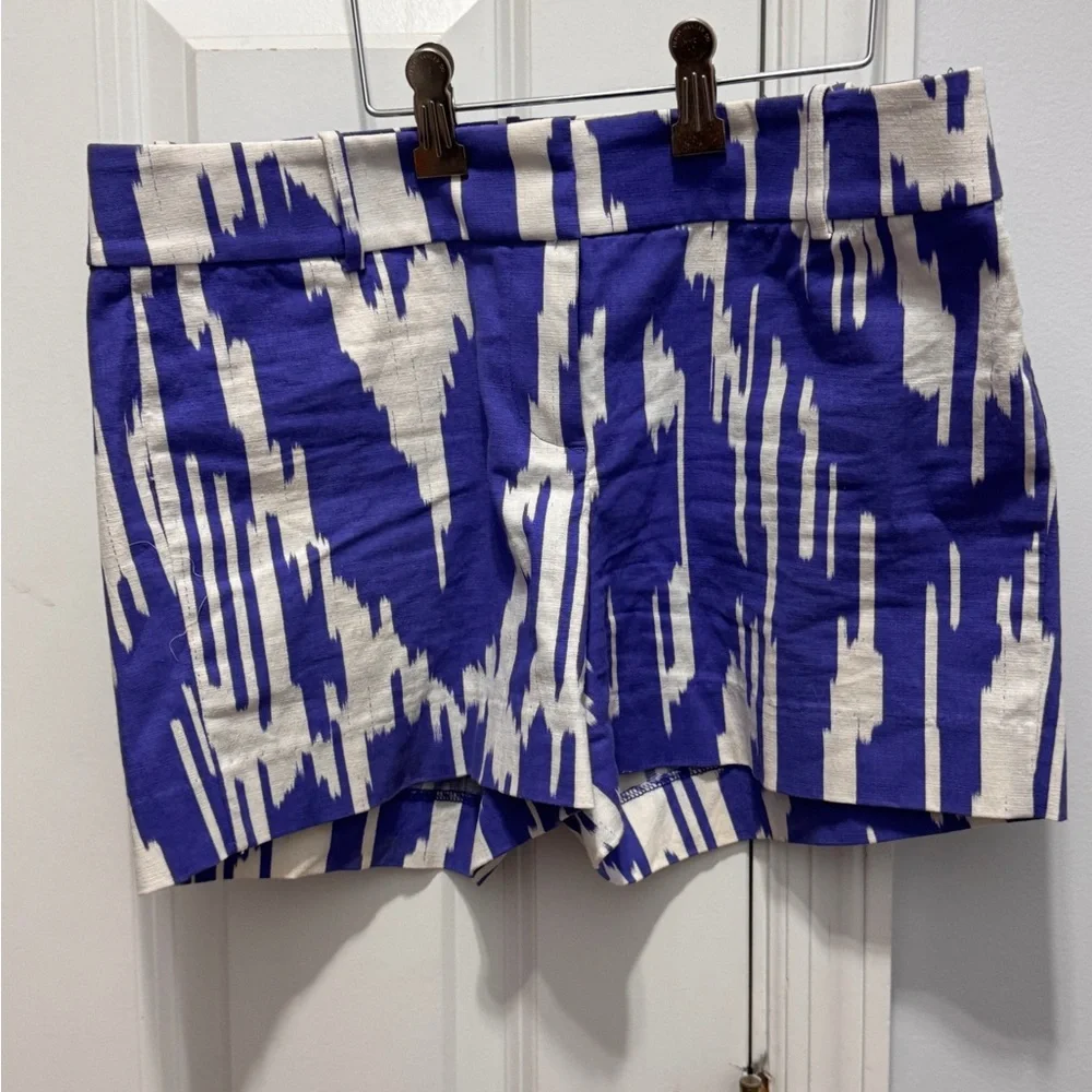 J. Crew Blue and White Abstract Shorts size 2